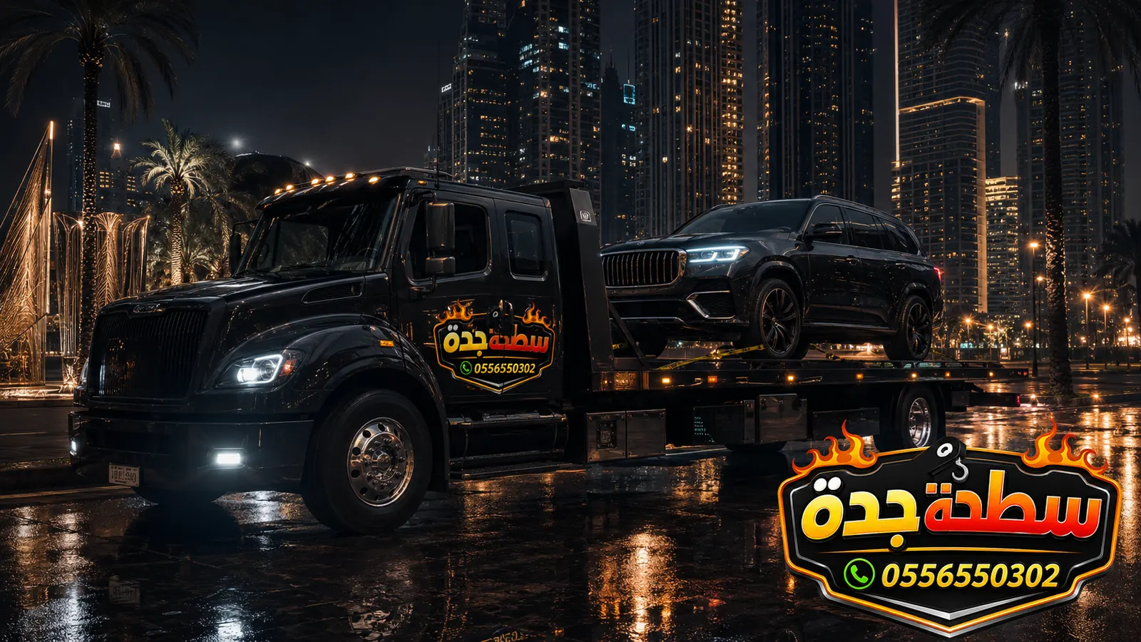 سطحة جدة ليلية لنقل السيارات الفاخرة